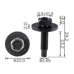 PANEL BOLT SC/WLGE BLK/ZP 6X20