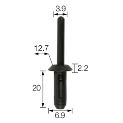 PLASTIC RIVETS 6.6X17.2MM