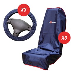 NYLON SEAT & STEERING WHEEL COVERS - (6 PACK)