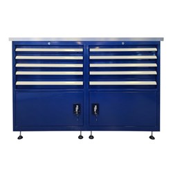HEAVY DUTY 10 DRAWER 2 DOOR WORK BENCH 1500X572X1000